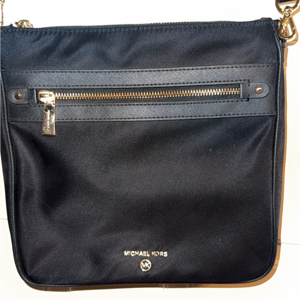Michael Kors Black Shoulder Bag with Gold Zipper